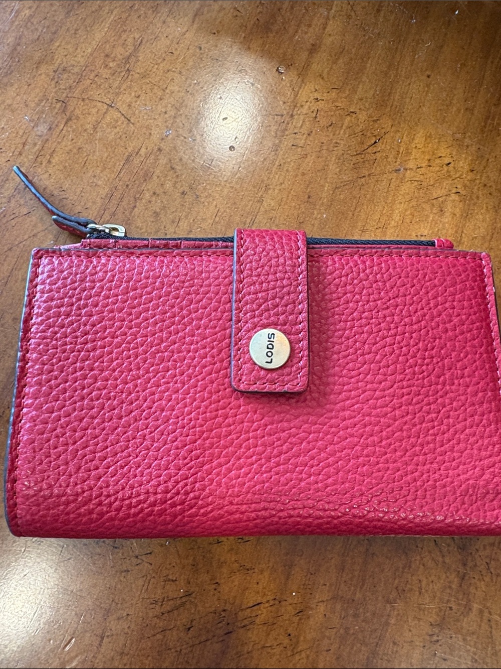 Lodis Red Pebbled Leather Wristlet and Wallet Set - Picture 5 of 9